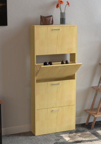 VCM NORDIC Sulos L skoskap, m. 4 drer - naturlig tre