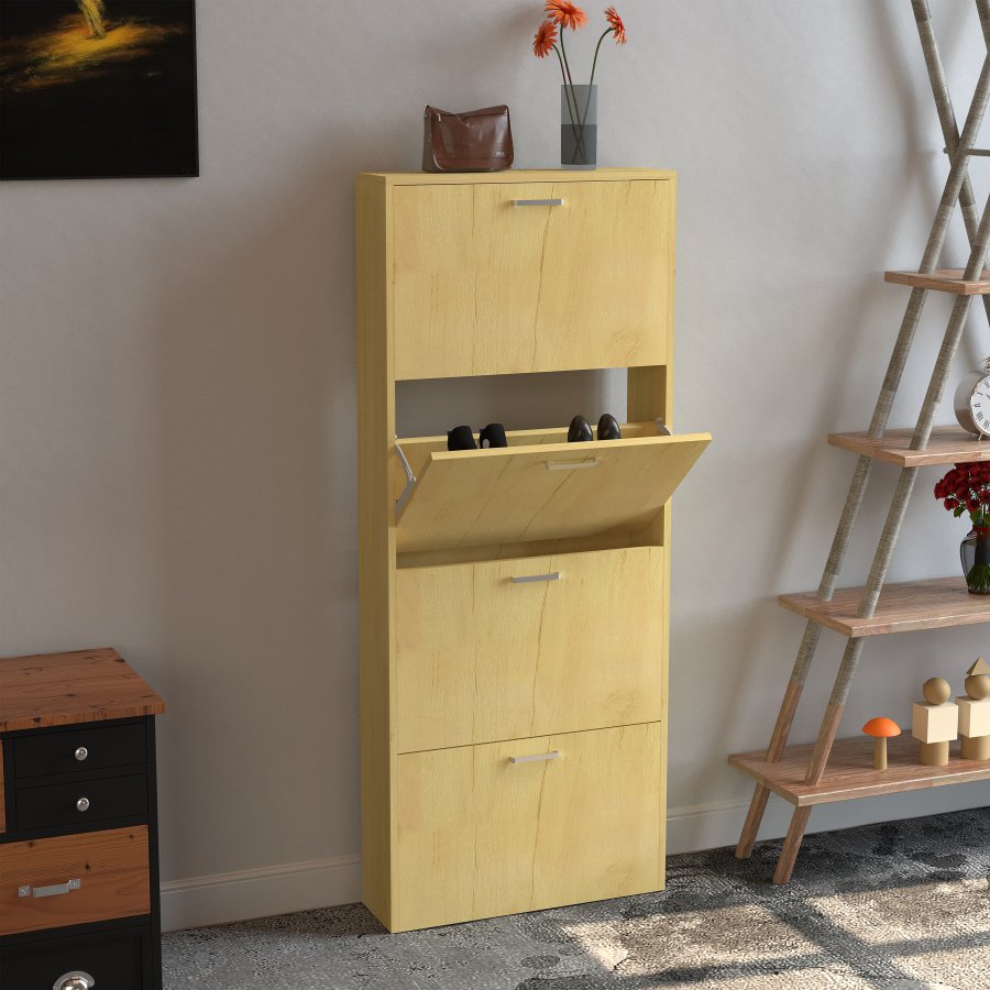 VCM NORDIC Sulos L skoskap, m. 4 drer - naturlig tre