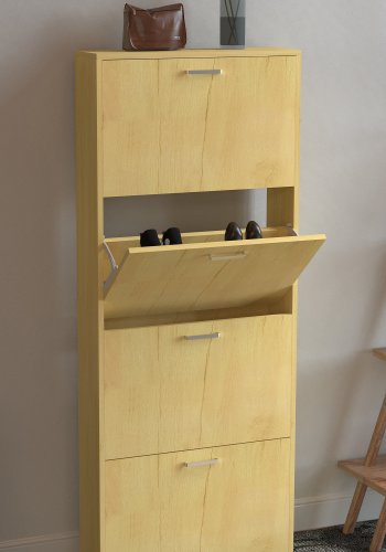 VCM NORDIC Sulos L skoskap, m. 4 drer - naturlig tre