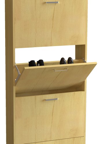 VCM NORDIC Sulos L skoskap, m. 4 drer - naturlig tre