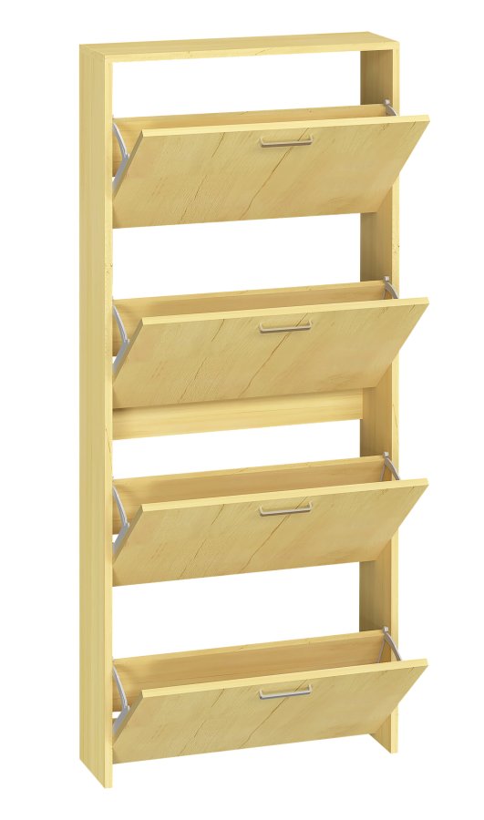 VCM NORDIC Sulos L skoskap, m. 4 drer - naturlig tre