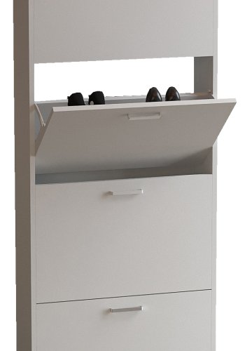 VCM NORDIC Sulos XL Schuhschrank, m. 5 Türen - Holz weiß