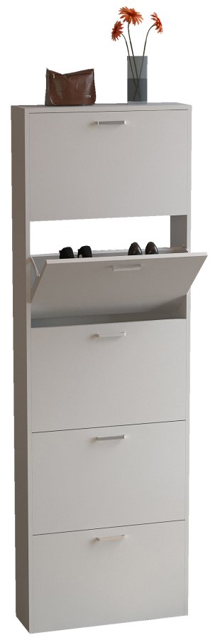 VCM NORDIC Sulos XL Schuhschrank, m. 5 Türen - Holz weiß