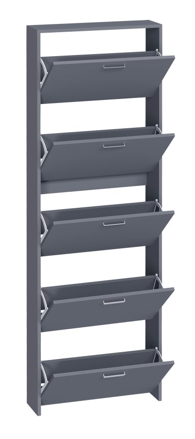 VCM NORDIC Sulos XL Schuhschrank, m. 5 Türen - Anthrazitgraues Holz