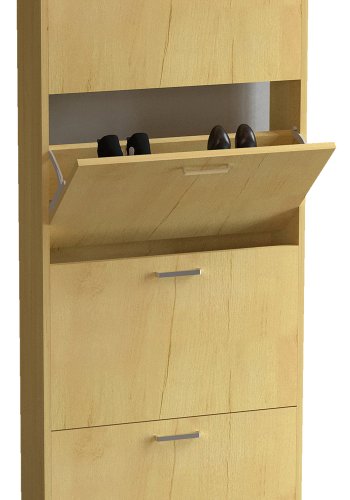 VCM NORDIC Sulos XL Schuhschrank, m. 5 Türen - Naturholz