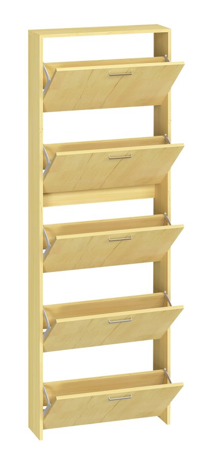 VCM NORDIC Sulos XL Schuhschrank, m. 5 Türen - Naturholz