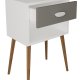 VCM NORDIC Singol XL Nachttisch, mit 1 Fach und 1 Schublade - Holz weiß/anthrazitgrau (45x30)