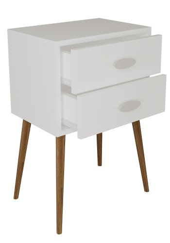 VCM NORDIC Singol XXL Nachttisch, m. 2 Schubladen - Holz weiß (45x30)