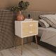 VCM NORDIC Singol XXL Nachttisch, m. 2 Schubladen - weiß/naturholz (45x30)
