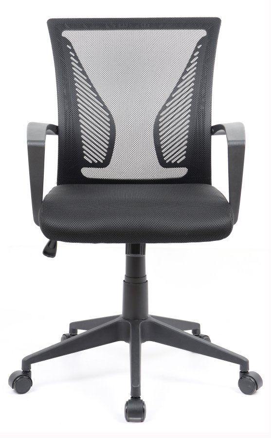 VCM NORDIC Offilo Bürostuhl, m. Armlehnen, Rollen, höhenverstellbar - schwarzes Nylonvlies, Stoff, Stahl