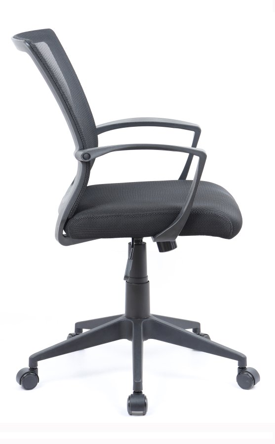 VCM NORDIC Offilo Bürostuhl, m. Armlehnen, Rollen, höhenverstellbar - schwarzes Nylonvlies, Stoff, Stahl