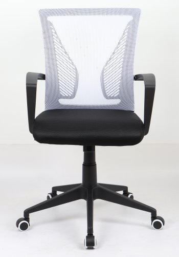 VCM NORDIC Offilo kontorstol, m. armlener, hjul, hydejusterbar - hvit nylonfleece og sort stoff/stl