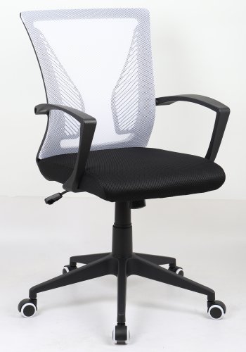 VCM NORDIC Offilo kontorstol, m. armlener, hjul, hydejusterbar - hvit nylonfleece og sort stoff/stl