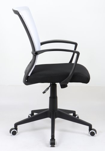 VCM NORDIC Offilo kontorstol, m. armlener, hjul, hydejusterbar - hvit nylonfleece og sort stoff/stl