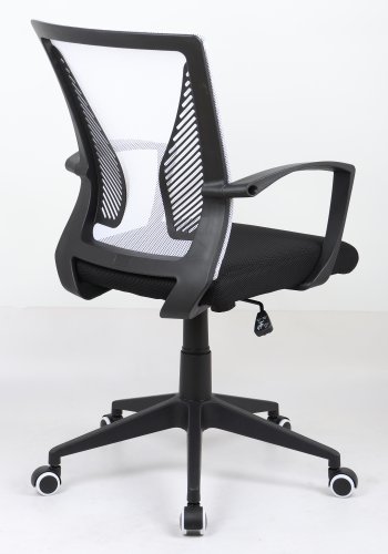 VCM NORDIC Offilo kontorstol, m. armlener, hjul, hydejusterbar - hvit nylonfleece og sort stoff/stl