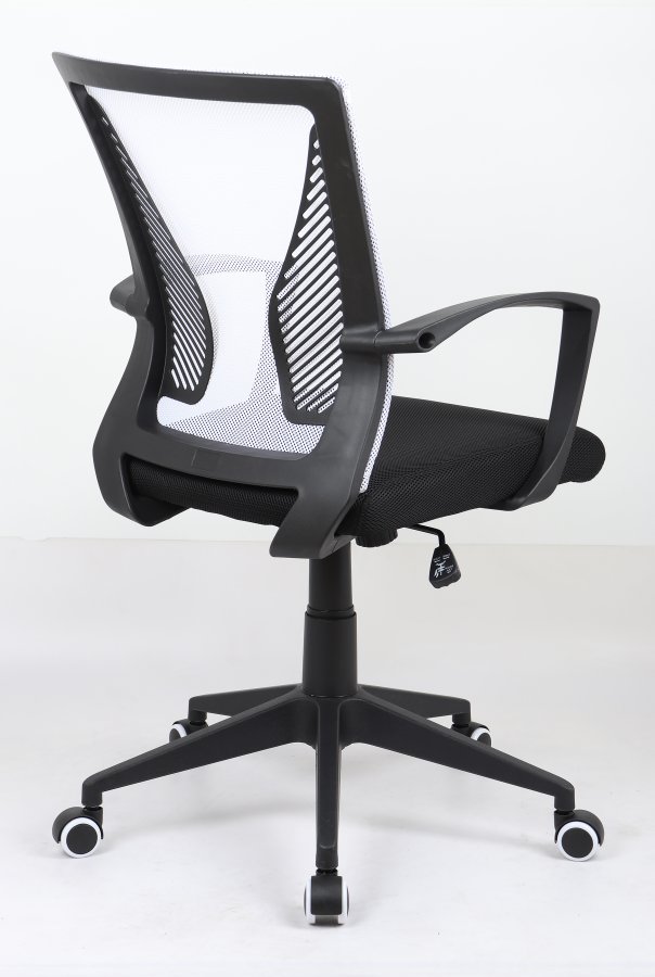 VCM NORDIC Offilo kontorstol, m. armlener, hjul, hydejusterbar - hvit nylonfleece og sort stoff/stl