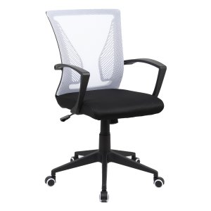 VCM NORDIC Offilo kontorstol, m. armlener, hjul, hydejusterbar - hvit nylonfleece og sort stoff/stl