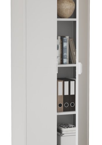 VCM NORDIC Flokas XL Schrank, m. 2 Türen und 3 Einlegeböden - weißer Stahl