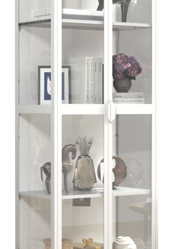 VCM NORDIC Floka XXL vitrineskap, m. 2 drer og 3 hyller - glass og hvitt stl