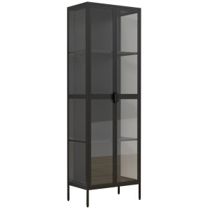 VCM NORDIC Floka XXL vitrineskap, m. 2 drer og 3 hyller - glass og sort stl