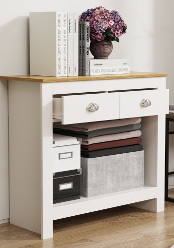 VCM NORDIC Balusa S Kommode, m. 1 Einlegeboden und 2 Schubladen - weiß/natur