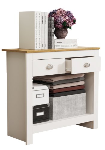 VCM NORDIC Balusa S Kommode, m. 1 Einlegeboden und 2 Schubladen - weiß/natur