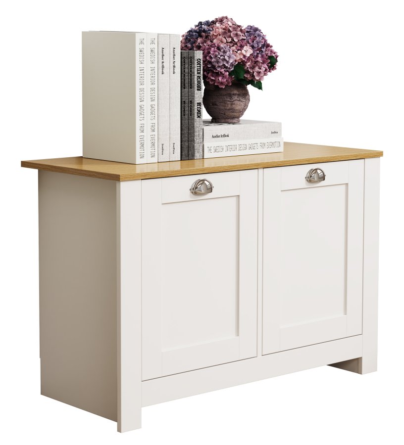 VCM NORDIC Balusa M Kommode, mit 2 Türen und 2 Einlegeböden - Weiß/Naturholz