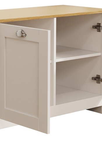 VCM NORDIC Balusa M Kommode, mit 2 Türen und 2 Einlegeböden - Weiß/Naturholz