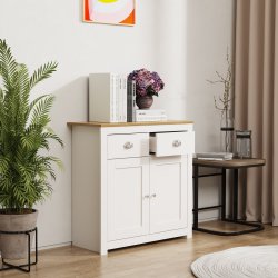 Balusa L kommode 2 lger 2 skuffer 1 hylde - hvid/natur