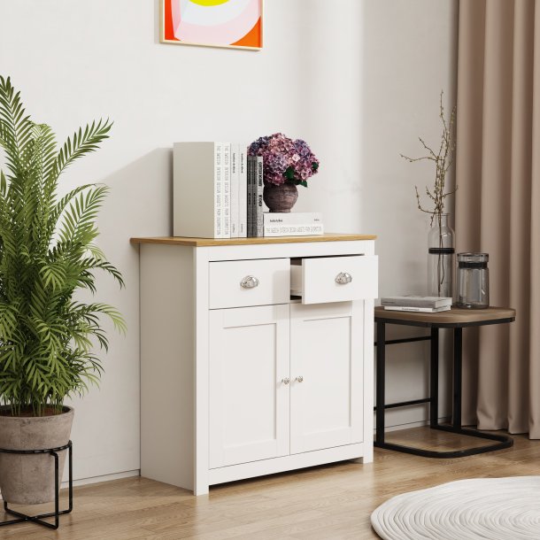 Balusa L kommode 2 lger 2 skuffer 1 hylde - hvid/natur