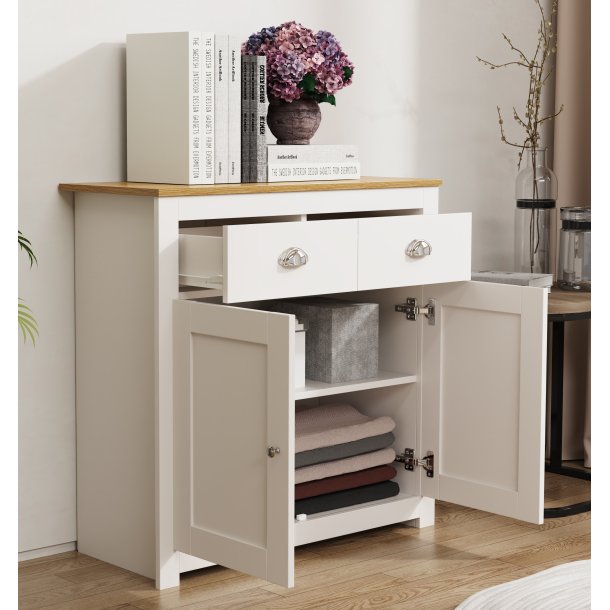 Balusa L kommode 2 lger 2 skuffer 1 hylde - hvid/natur