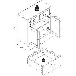 Balusa L kommode 2 lger 2 skuffer 1 hylde - hvid/natur