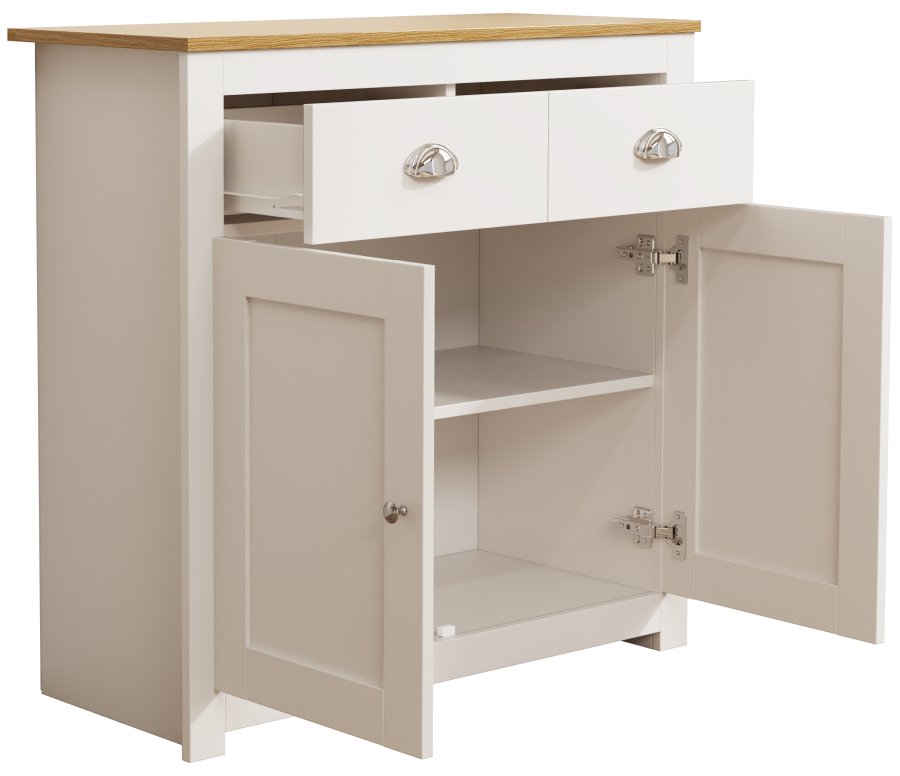 VCM NORDIC Balusa L kommode, m. 2 drer, 2 skuffer og 1 hylle - hvit/naturtre