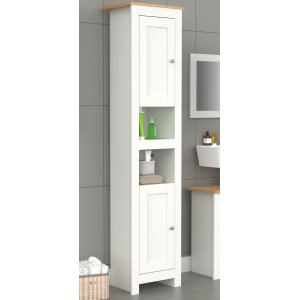 VCM NORDIC Balusa badevrelsesskab Hj, m. 4 lger og 4 hylder - hvid/natur tr