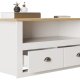 VCM NORDIC Balusa TV-Tisch, m. 1 offenem Fach und 2 Schubladen - Weiß und Naturholz (99x44)