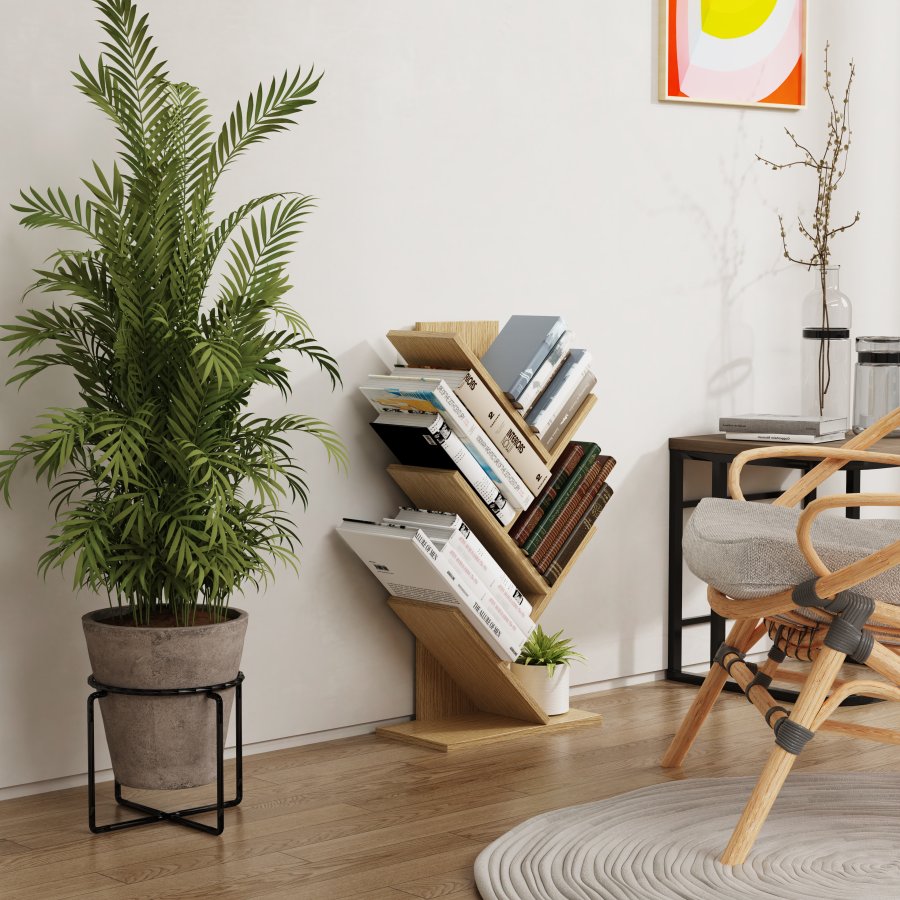 VCM-Nulis L Regal, mit 6 offenen Fächern - Naturholz