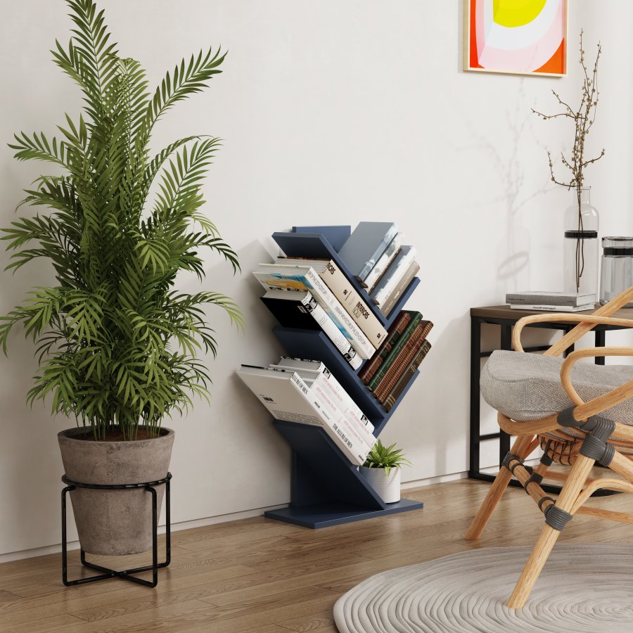 VCM-Nulis L Regal, mit 6 offenen Fächern - anthrazitgraues Holz