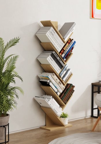 VCM-Nulis XL bokhylle, m. 10 pne rom - naturlig tre