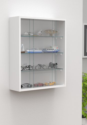 VCM NORDIC Drivalo M Hngeschrank, m. 2 Schiebetren und 3 Einlegebden  Glas und weies Holz