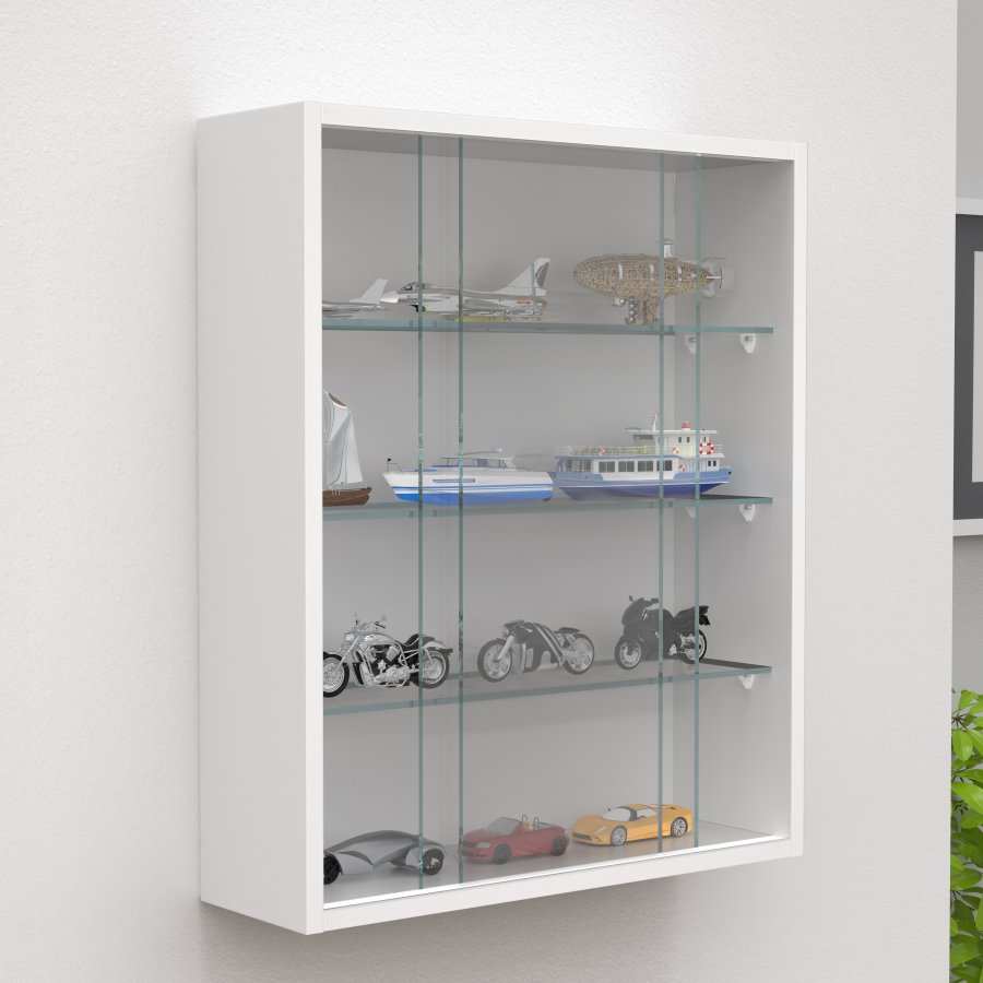 VCM NORDIC Drivalo M Hngeschrank, m. 2 Schiebetren und 3 Einlegebden  Glas und weies Holz