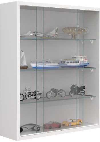 VCM NORDIC Drivalo M Hngeschrank, m. 2 Schiebetren und 3 Einlegebden  Glas und weies Holz