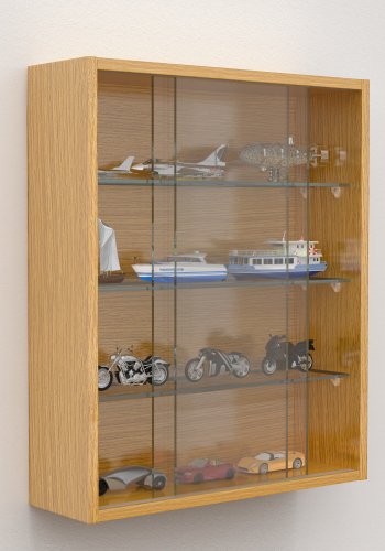 VCM NORDIC Drivalo M Hängeschrank, m. 2 Schiebetüren und 3 Einlegeböden - Glas und Naturholz