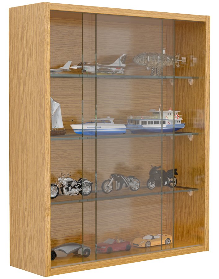 VCM NORDIC Drivalo M Hängeschrank, m. 2 Schiebetüren und 3 Einlegeböden - Glas und Naturholz