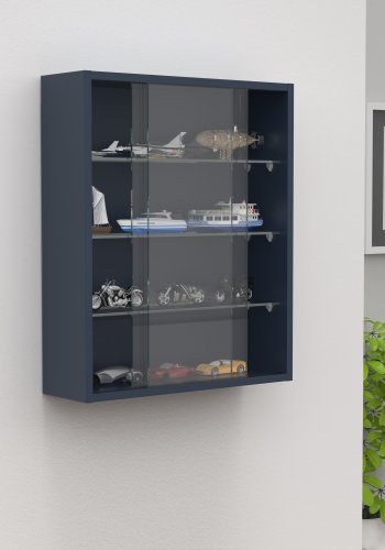 VCM NORDIC Drivalo M Wandschrank, mit 2 Schiebetüren und 3 Einlegeböden – Glas und anthrazitgraues Holz