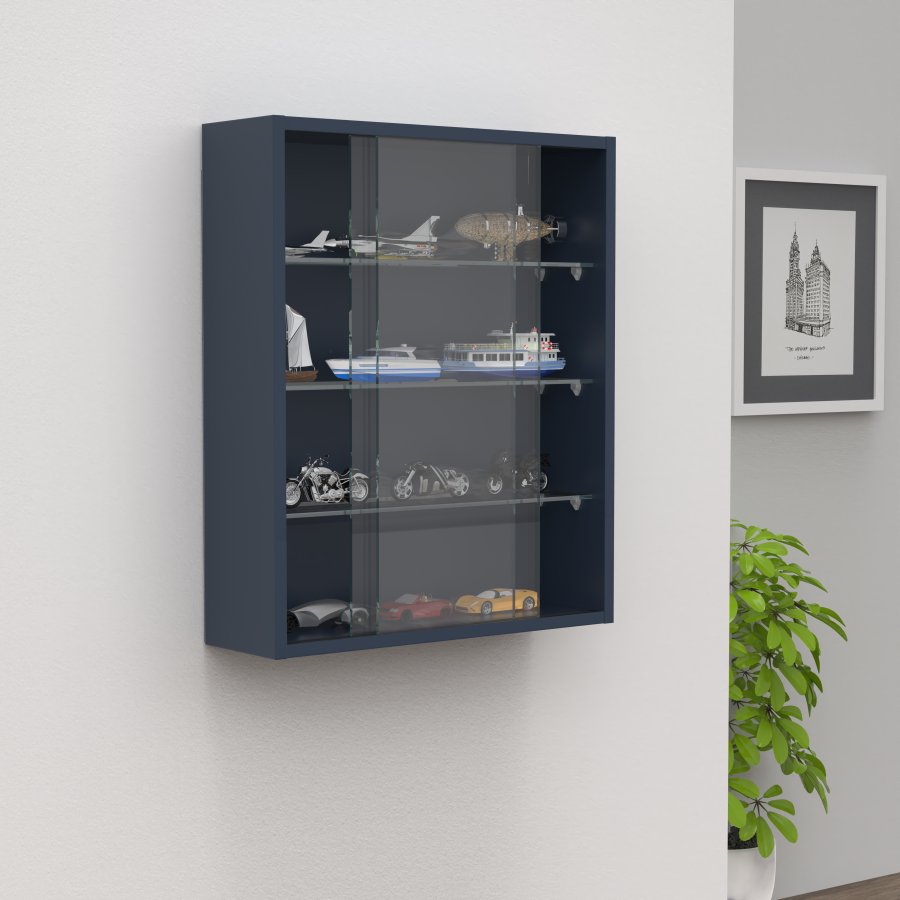 VCM NORDIC Drivalo M Wandschrank, mit 2 Schiebetüren und 3 Einlegeböden – Glas und anthrazitgraues Holz