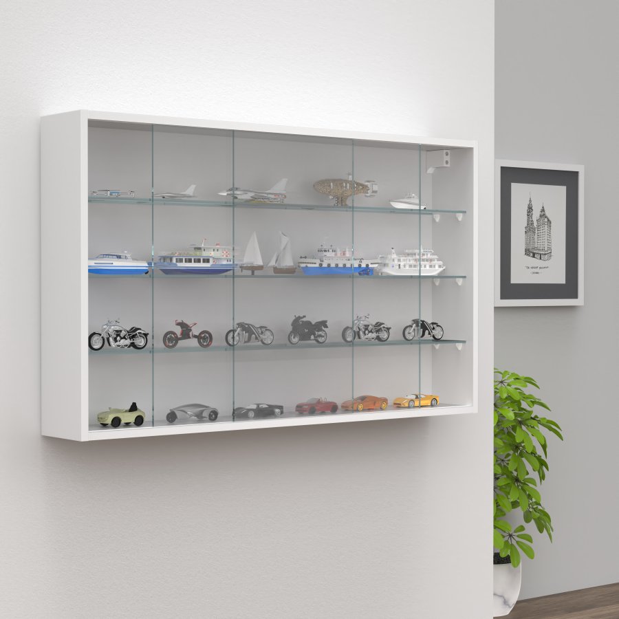 VCM NORDIC Drivalo XL Hngeschrank, m. 2 Schiebetren und 3 Einlegebden  Glas und weies Holz