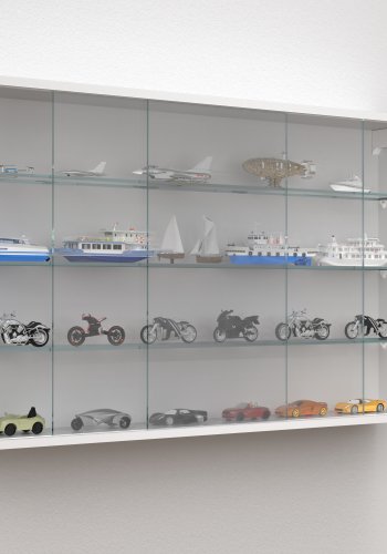 VCM NORDIC Drivalo XL Hngeschrank, m. 2 Schiebetren und 3 Einlegebden  Glas und weies Holz