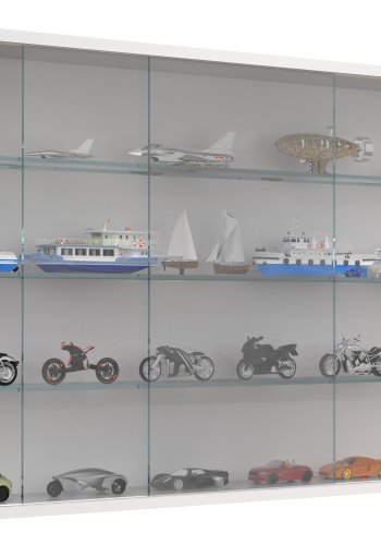 VCM NORDIC Drivalo XL Hngeschrank, m. 2 Schiebetren und 3 Einlegebden  Glas und weies Holz