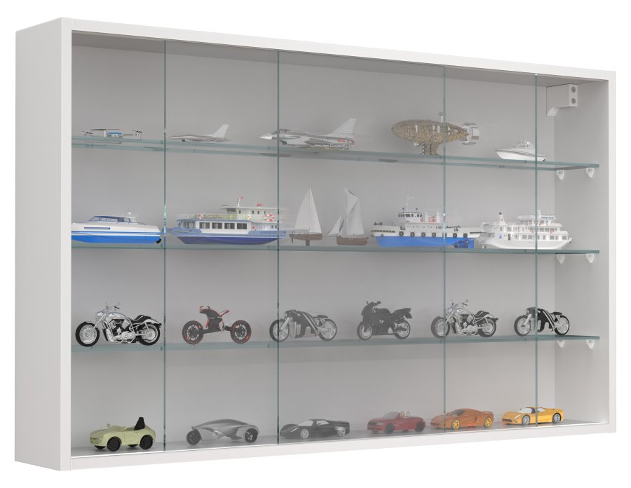 VCM NORDIC Drivalo XL Hngeschrank, m. 2 Schiebetren und 3 Einlegebden  Glas und weies Holz