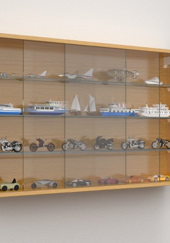 VCM NORDIC Drivalo XL Hängeschrank, m. 2 Schiebetüren und 3 Einlegeböden - Glas und Naturholz